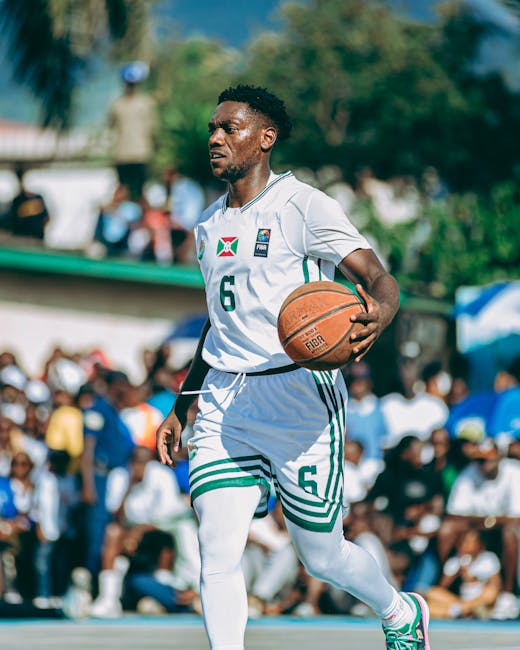 Basketball player with number 6 on jersey